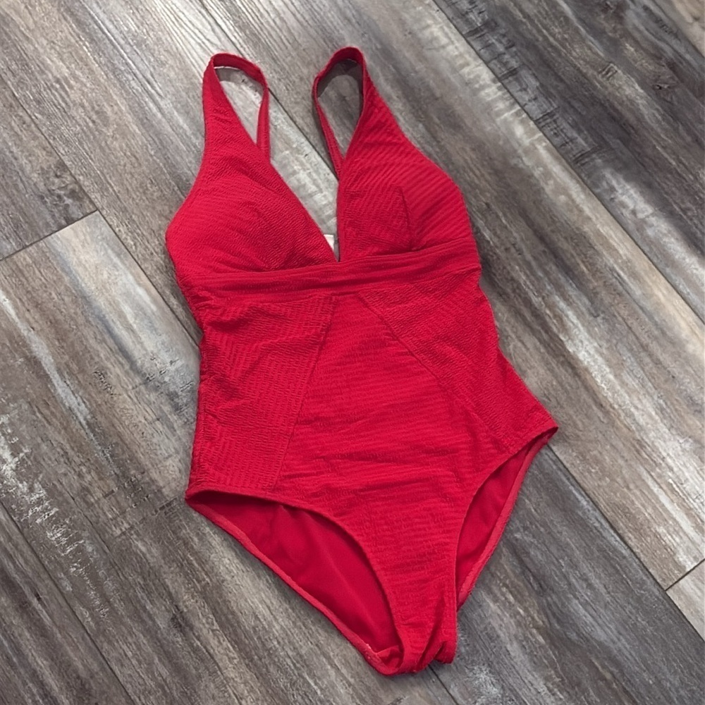 Sea level Caracas textured one piece swimsuit spice red size 4 - Picture 6 of 12